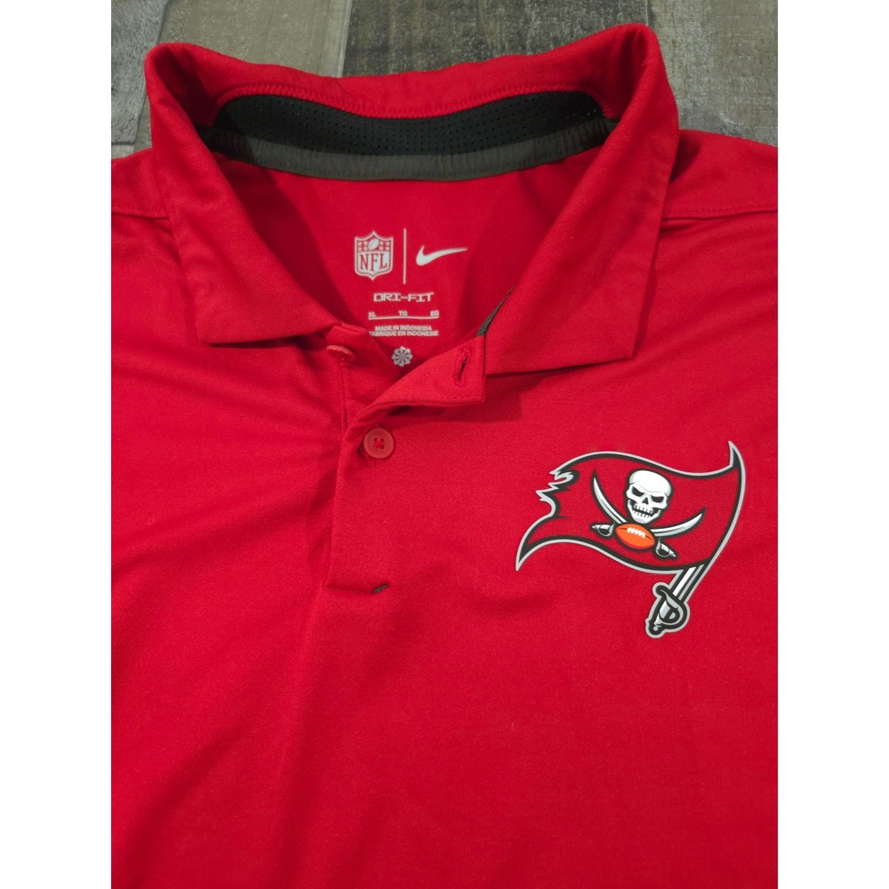 Nike Dri-FIT NFL Tampa Bay Buccaneers Red Orange Stripe Golf Polo Shirt Mens XL - Picture 2 of 10
